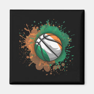 Imán Baloncesto Con Bandera De Irlanda