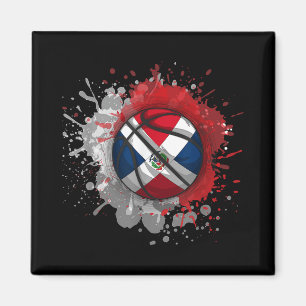 Imán Baloncesto Con Bandera De República Dominicana