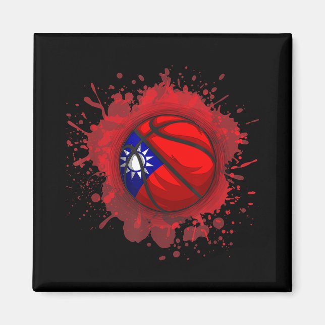 Imán Baloncesto Con Bandera De Taiwán (Frente)