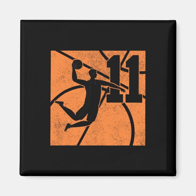 Imán Baloncesto De 11 Años Dunk Fiesta De Cumpleaños 11 (Frente)