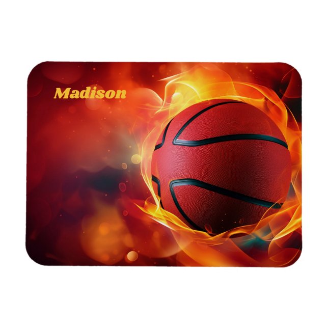 Imán Baloncesto de floración de nombre personalizado (Horizontal)