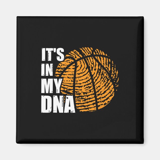 Imán Baloncesto es en mi ADN Huella digital divertida B (Frente)