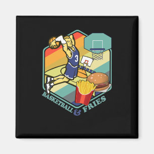 Imán Baloncesto Fries Fastfood Burger Basketballer