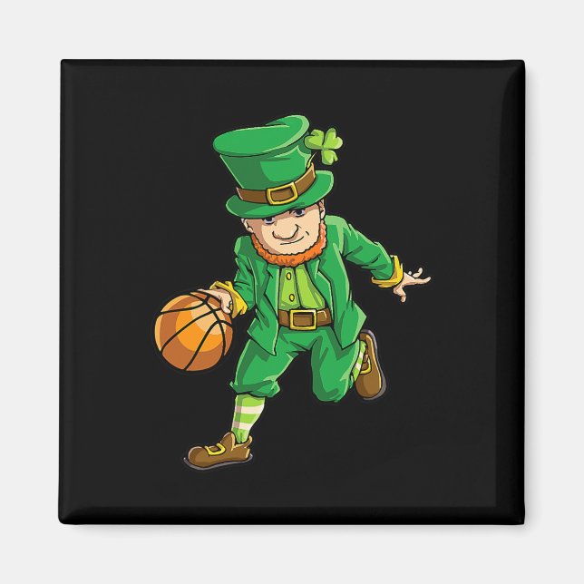 Imán Baloncesto Leprechaun St Patricks Day Niños Me (Frente)