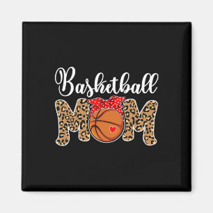 Imán Baloncesto Mamá Leopard Messy Bun Game Day Fun Mot