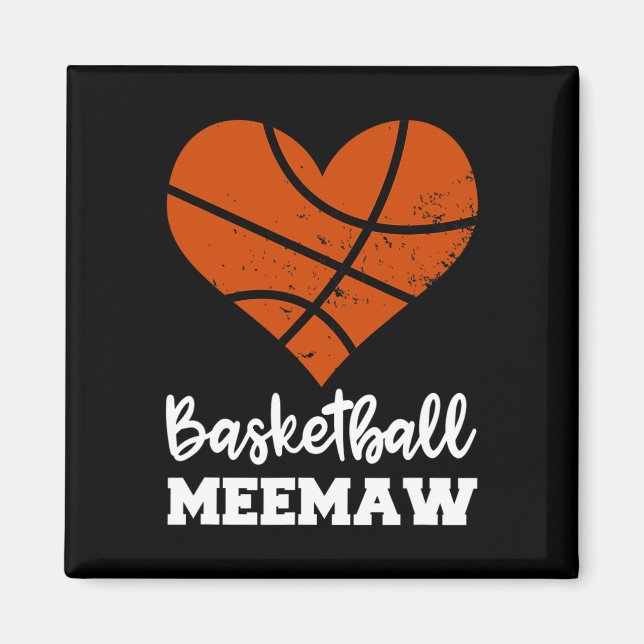 Imán Baloncesto Meemaw Fun Baloncesto Heart Grandma Mee (Frente)