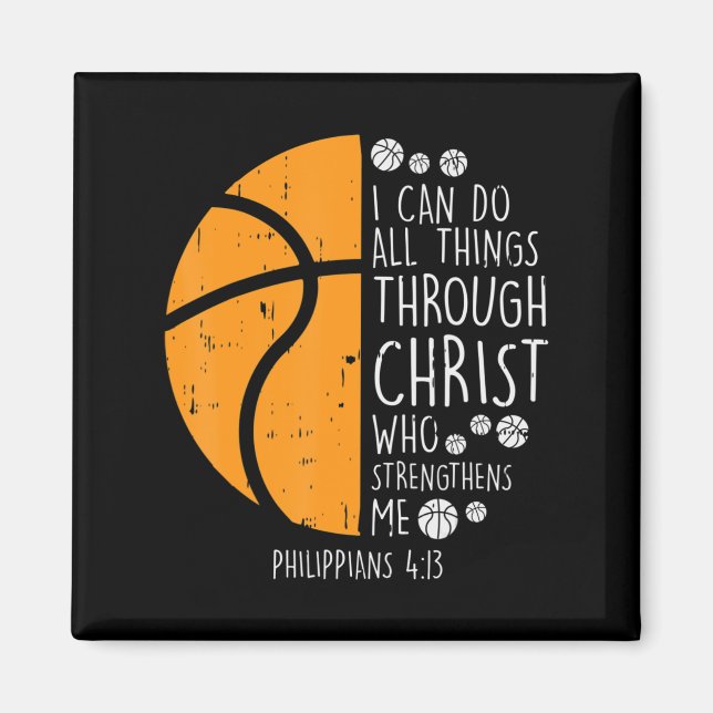 Imán Baloncesto Puedo Hacer Cosas Biblia Verso Dios Jes (Frente)