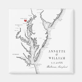 Imán Baltimore Maryland Elegante Boda blanco negro