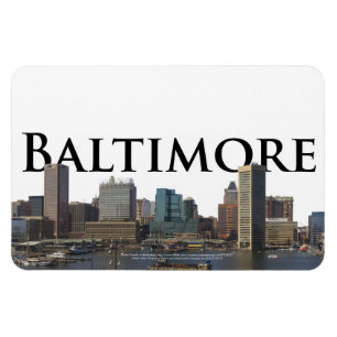 Imán Baltimore MD Skyline con Baltimore en el cielo
