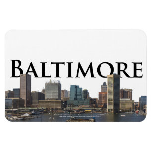 Imán Baltimore MD Skyline con Baltimore en el cielo