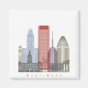 Imán Baltimore skyline poster