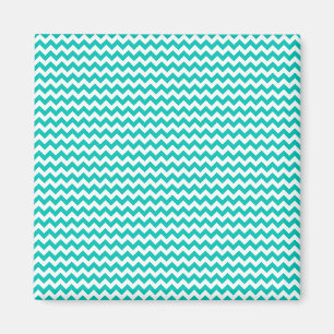 Imán Banda Aqua Blue and White Chevron Stripe