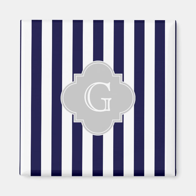 Imán Banda blanca azul de la marina Lt Quatrefoil Gris  (Frente)
