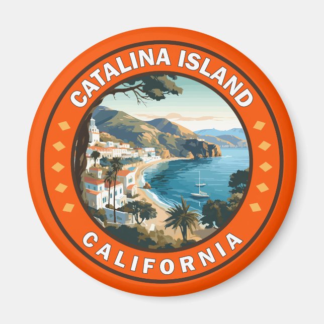 Imán Banda de arte de viajes de Catalina Island Califor (Frente)