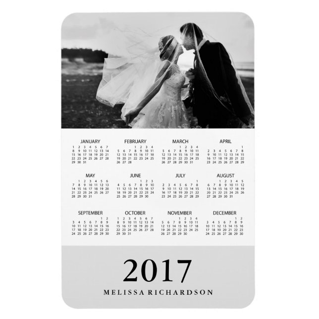 Imán Banda gris suave | Elegante Calendario Fotográfico (Vertical)