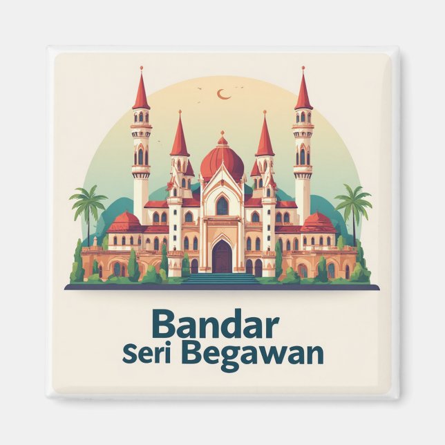 Imán Bandar Seri Begawan con cúpulas rojas (Frente)