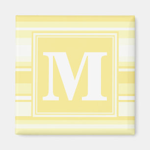 Imán Bandas amarillas de limón monogramo