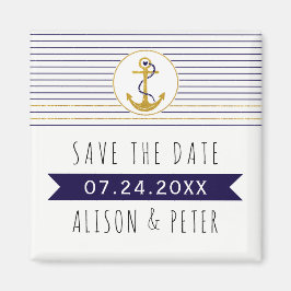 Imán Bandas de anclaje de oro boda náutica Guardar fech