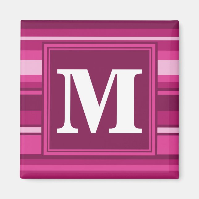 Imán Bandas de fuchsia de monograma (Frente)