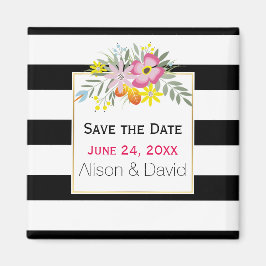 Imán Bandas y bodas de flores rosadas Salven la fecha