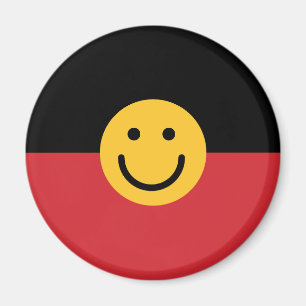 Imán Bandera aborigen australiana con cara de sonrisa