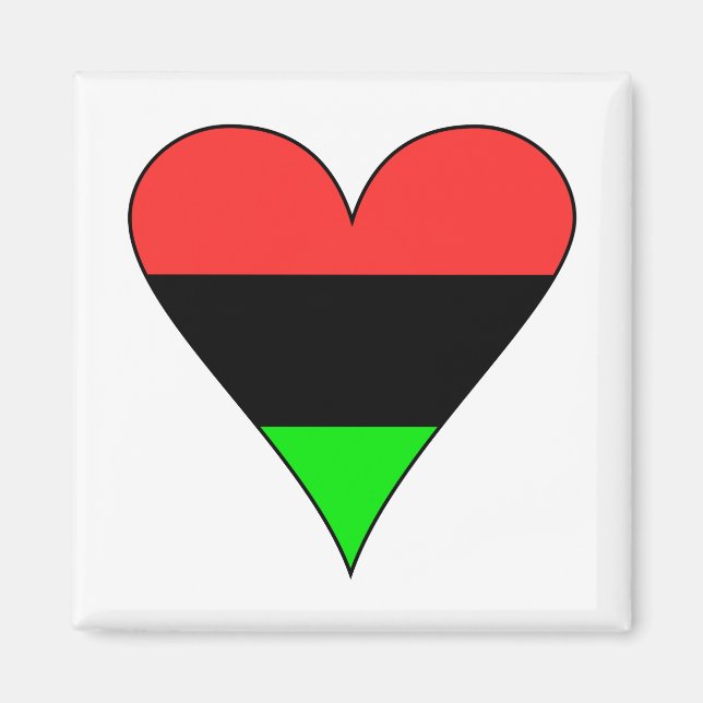 Imán Bandera Afroamericana Corazón (Frente)
