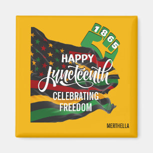 Imán Bandera Afroamericana de JUNETEENTH Amarilla