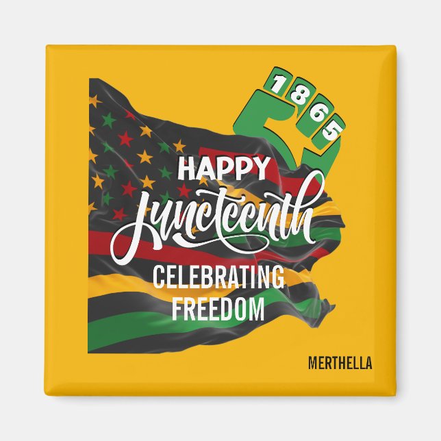 Imán Bandera Afroamericana de JUNETEENTH Amarilla (Frente)