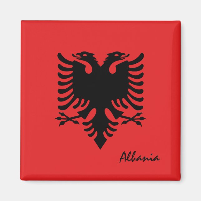 Imán Bandera albanesa y viajes a Albania, vacaciones y  (Frente)