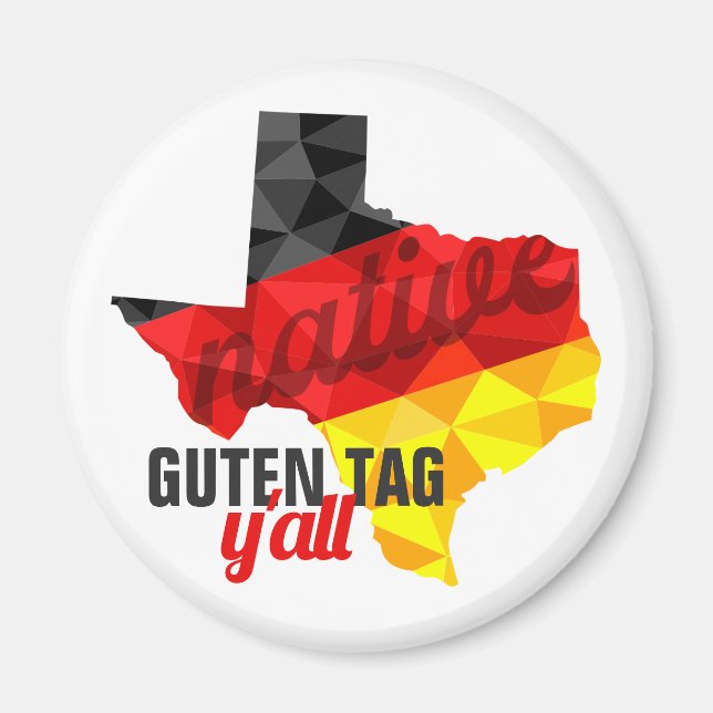 Imán Bandera Alemana del Polígono Nativo de Texas (Frente)