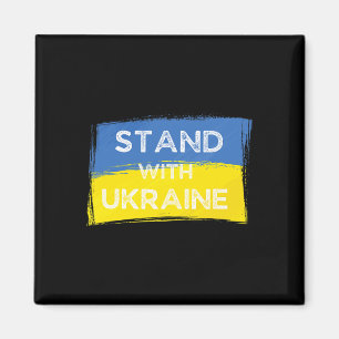 Imán Bandera amarilla azul ucraniana con eslogan Stand
