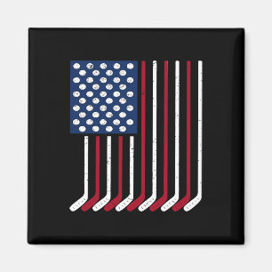 Imán Bandera Americana Antigua Hecha De Hockey Divertid