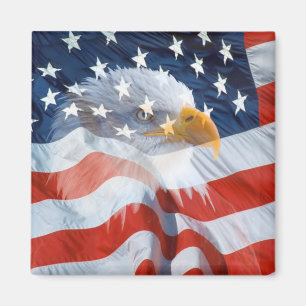 Imán Bandera americana calva patriótica de Eagle