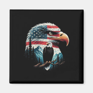 Imán Bandera Americana De Águila Calva Para El 4 De Jul
