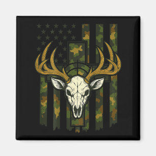 Imán Bandera Americana de Camuflaje Cráneo de Alce Caza