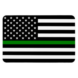 Imán Bandera Americana de la Línea Verde Fina Militares