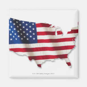 Imán Bandera americana en la forma de Estados Unidos