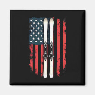 Imán Bandera Americana Esquí Alpino Esquiador _2