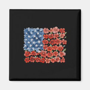 Imán Bandera Americana Flor Retro Usa Patriótica 4 De J