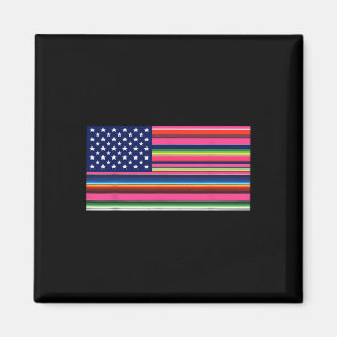 Imán Bandera Americana Mexicana Usa Serape Cinco De May