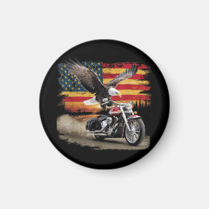Imán Bandera Americana Motocicleta Tshirt Estados Unido