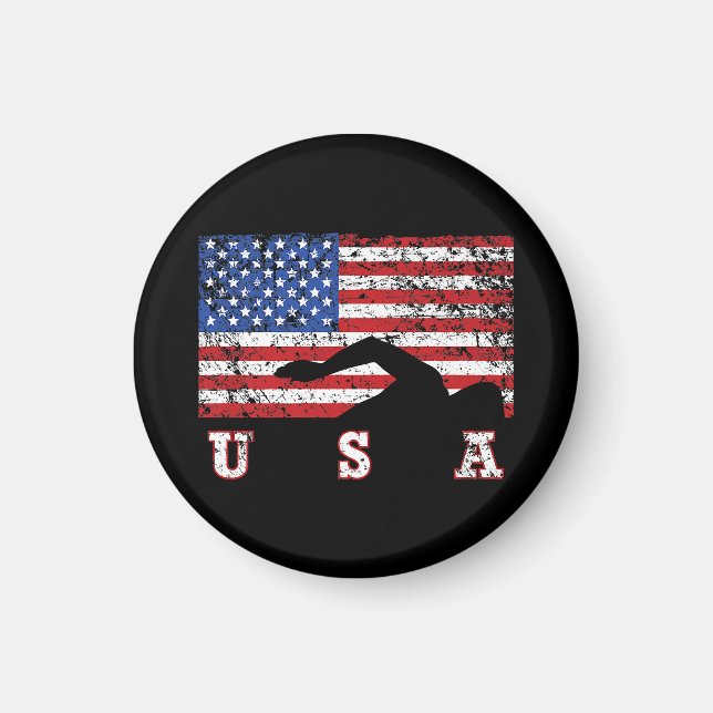 Imán Bandera Americana Natación USA Regalo Equipo Swift (Frente)