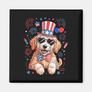 Imán Bandera Americana Patriótica Goldendoodle 4 De Jul