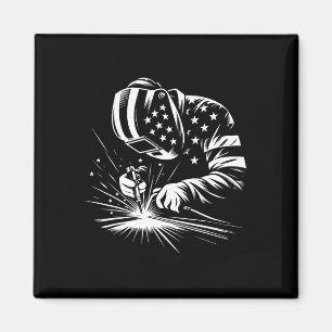 Imán Bandera Americana Soldadora Estadounidense Patriot