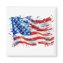 Bandera Americana USA Acuarela 4 de Julio