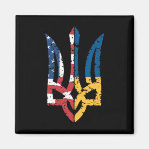 Imán Bandera Americana Vintage Apoyo a Ucrania Tr Ucran