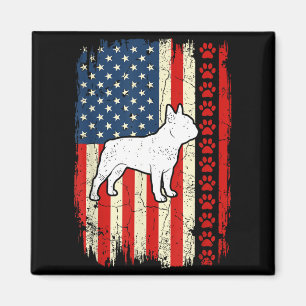 Imán Bandera americana vintage bulldog francés patrióti