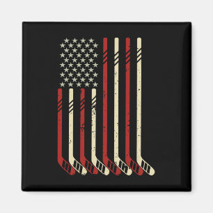 Imán Bandera Americana Vintage Usa Aficionado De Hockey