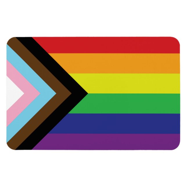 Imán Bandera arcoiris del orgullo gay progresista LGBTQ (Horizontal)