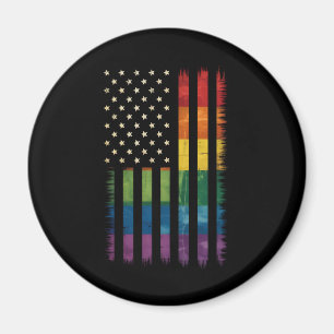 Imán Bandera arcoíris deshilachada Pride USA América LG
